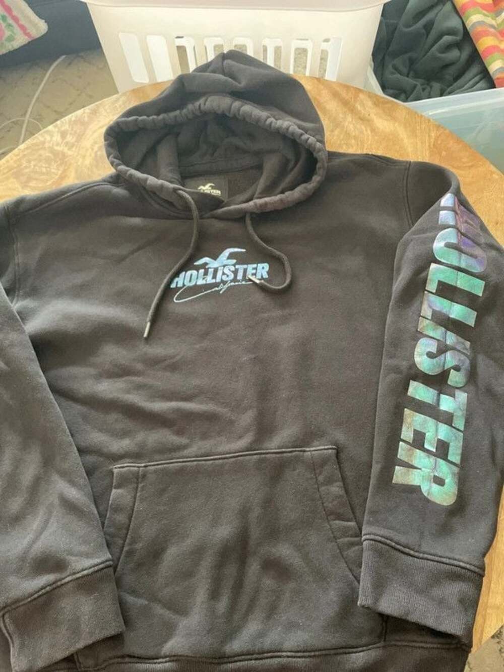 Hollister pullover holographic hoodie L